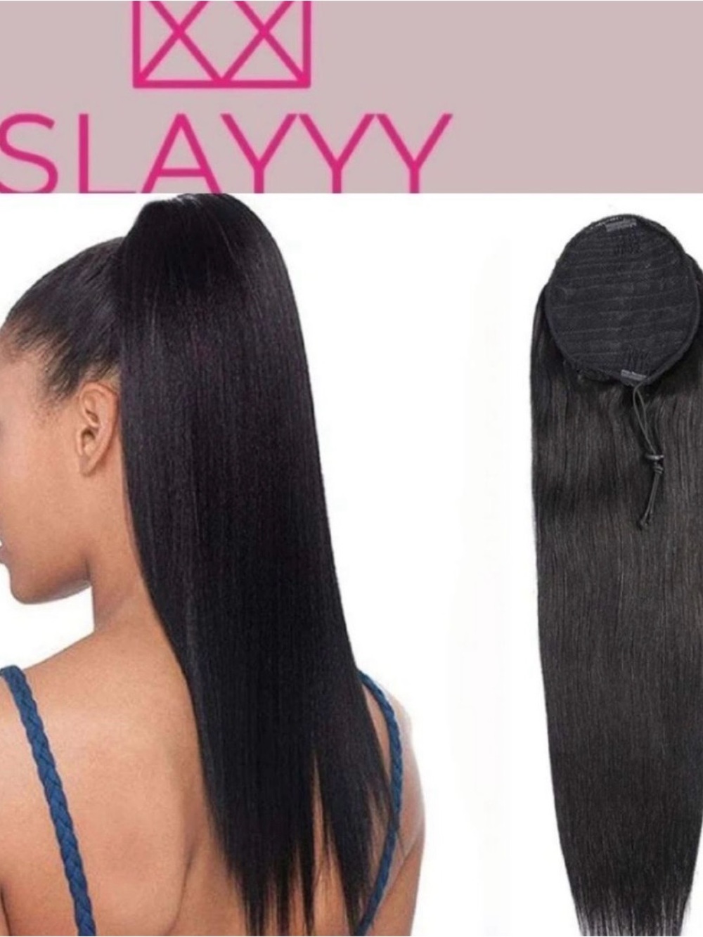 ⚡️SLAYYY Drawstring Ponytail - Black Stallion Straight 18"